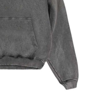 Alta calidad 100% algodón lavado con ácido bordado polar pulóver Sudadera con capucha hombres High Street Series Vintage viejo suéter lavado con piedra - Product Image 3