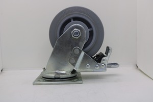 OEM Personnalisable 150mm 200mm TPR Gris Pivotant Type de plaque fixe Fourche en acier inoxydable robuste Industrie Chariot Roulettes - Product Image 6