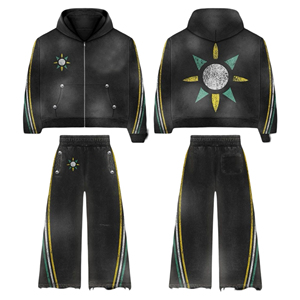 Conjunto Deportivo Personalizado con Logotipo, Sudadera y Pantalones Deportivos Vintage con Lavado Ácido, Conjunto de Dos Piezas para Hombre, Invierno, Estampado, Transpirable - Product Image 6