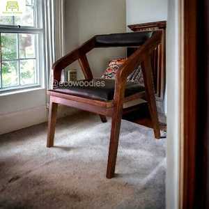 Elegante sillón de comedor de madera maciza natural para interiores y exteriores, para patio, jardín, muebles de restaurante - Product Image 1