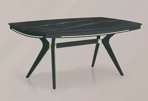 Élégant et moderne 1 table 6 chaises ensemble de salle à manger élégant panneau MDF tissu métal conçu meubles de maison ajoute cuisine hôtel - Product Image 3