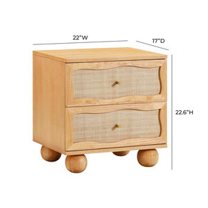 Table de chevet contemporaine ondulée en bois de tourmaline et rotin pour la maison, l'hôtel et la chambre à coucher. - Product Image 3