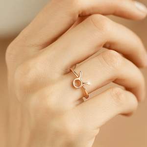 Anillo de Plata de Ley 925 Chapado en Oro Rosa de 14K con Signo del Zodiaco Tauro, Anillo Minimalista Ajustable con Signo del Zodiaco, Joyería Astrológica para Mujer - Product Image 5