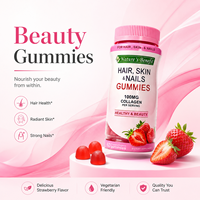 Gummies aux herbes pour cheveux, peau et ongles, saveur fraise, avec collagène, 60 unités, complément alimentaire beauté, OEM ODM, marque privée