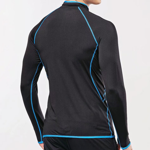 Camiseta de manga larga para hombre, camisa de alta calidad con cremallera y solapa personalizada, ropa de Fitness para entrenamiento y gimnasio, venta al por mayor - Product Image 2