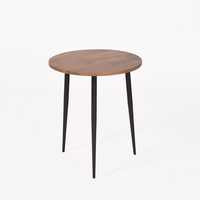 Table d'appoint moderne en bois massif avec pieds en métal noir élégants, table d'appoint minimaliste écologique pour le salon, la chambre à coucher, le bureau, décoration