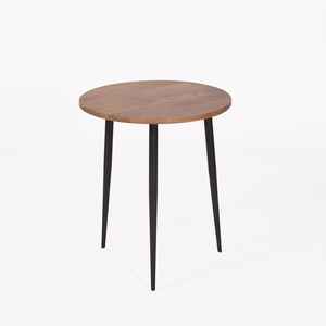 Modern Round <b>Wooden</b> <b>Side</b> <b>Table</b> with Sleek Black Metal Legs Minimalist Accent <b>Table</b> <b>for</b> <b>Living</b> <b>Room</b> Bedroom or Office Decor - Product Image 2