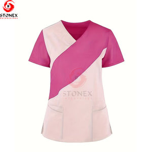 Comfortable High Quality Knitted Medical Scrub Sets Women Custom <b>Nursing</b> Uniforms Stylish Spandex Polyester Hospital Scrubs - Product Image 3