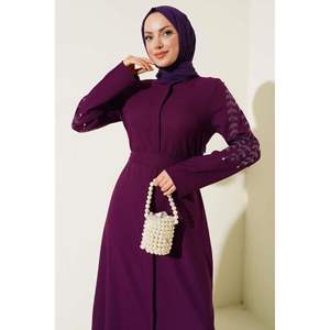 Abaya Violet avec manches ornées de pierres - Product Image 1