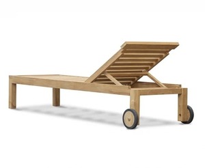 Chaises de jardin pliantes en teck massif avec roulettes supplémentaires pour faciliter le déplacement, design moderne - Product Image 3