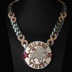 Colgante con Nombre de Moissanita Certificada GRA, Personalizado, de Plata 925, con Certificación de Diamante, Estilo Hip Hop Cristiano, con Cadena de Eslabones - Product Image 3