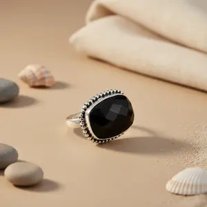 925 Silver <b>Black</b> <b>Onyx</b> Fashion <b>Ring</b> for Women Gemstone Jewelry - Product Image 2