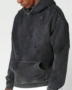 Pull à capuche lourd et surdimensionné 100% coton avec motif brodé pour hommes pour l'hiver vente en gros - Product Image 4