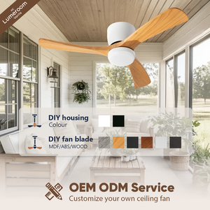 52 Inch Solid Wood <b>Ceiling</b> <b>Fan</b> <b>with</b> <b>Remote</b> Flush Mount Quiet Reversible DC Motor for Living Room Bedroom - Product Image 3
