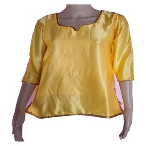 Factory Prices <b>Top</b> with Heart Neck Half Sleeve <b>Yellow</b> Colored Solid Pattern <b>Top</b> for Girls and <b>Women</b> Wear by Exporters - Product Image 2
