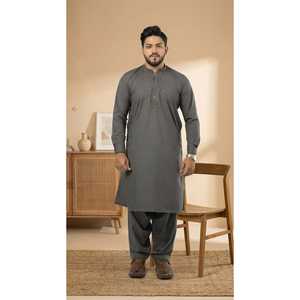 Ensemble de vêtements d'extérieur pour homme en coton mélangé gris fumé E-30, sans impression - Product Image 4