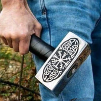 Marteau Viking artisanal en acier à haute teneur en carbone de qualité industrielle, clou de toiture, logo OEM, taille personnalisée, camping en plein air, haute qualité, forme carrée