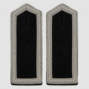 Épaulettes d'officier noires fabriquées en usine avec bordure brodée argentée, épaulettes d'uniforme personnalisées sur mesure - Product Image 1