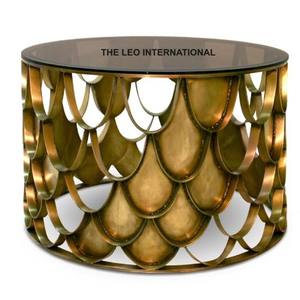 Mesa de Centro de Metal y Aluminio con Logotipo Personalizado, Nueva Tendencia, Acabado Dorado Antiguo de Alta Calidad, Decoración para el Hogar - Product Image 4