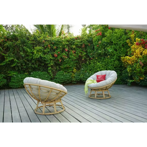 Patio Papasan Lounge <b>Chair</b> with Comfortable Cushions for Outdoor Comfort - Product Image 1
