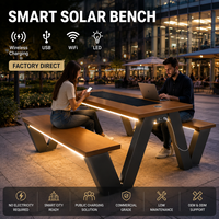 Table de pique-nique solaire intelligente, table de charge solaire extérieure avec charge sans fil USB LED, mobilier urbain intelligent OEM