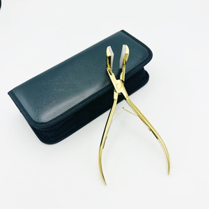 Pince à ruban professionnelle en acier inoxydable, pointes en silicone, plaqué or, pince à extensions de cheveux, scellage de qualité chirurgicale - Product Image 5