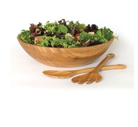 Bol à salade minimaliste en bois d'acacia, écologique, pour hôtels et restaurants, personnalisable