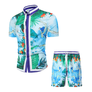 Costume de plage imprimé pour hommes d'été d'article unique personnalisé Ensemble pour hommes Chemise imprimée ample Hawaii - Product Image 2
