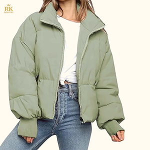 เสื้อโค้ทแจ็กเก็ตสำหรับผู้หญิงเสื้อโค้ทแจ็กเก็ตทรงพองโลโก้ออกแบบได้ตามต้องการ - Product Image 1