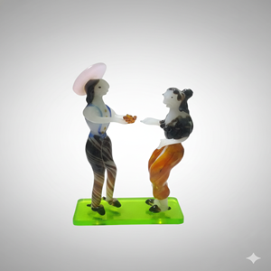 Figura de Cristal Soplado a Mano, Pareja con Base Verde, Decoración de Estilo Tradicional para Sala de Estar, Regalo de Aniversario - Product Image 5