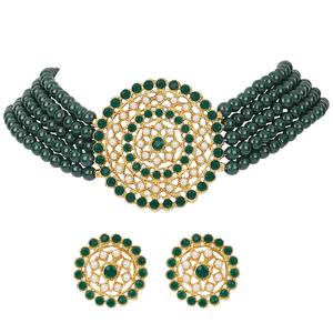 Collier ras du cou vert grand et rond pour les occasions de mariage - Product Image 2