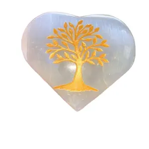 Nouvelle pierre précieuse sélénite gravée coeur Agate pierre en relief coeurs Amayra cristaux pierre semi-précieuse artisanat cadeaux inde - Product Image 1