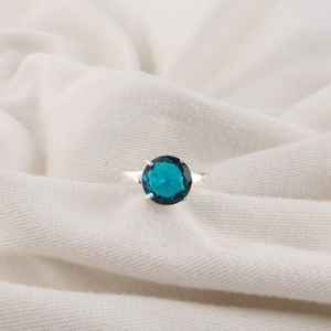Bague en apatite, taille ovale, certifiée IGI, faite à la main, argent sterling 925, haute qualité, style brutaliste élégant, bijoux pour femmes - Product Image 5