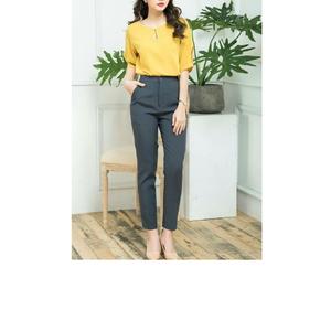 Pantalon gris élastique à taille haute et devant plat, style palazzo formel, inspiré de l'automne, écologique, pour femmes grandes tailles, design personnalisé - Product Image 6