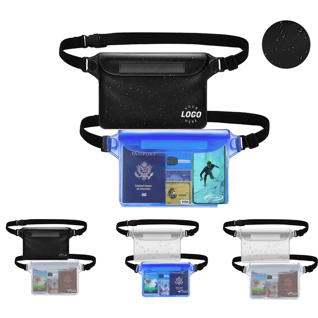 Custom Transparent PVC Dry Fanny Pack Waist Strap Waterproof Phone Pouch for Swimming Boating Kayaking Beach Activities