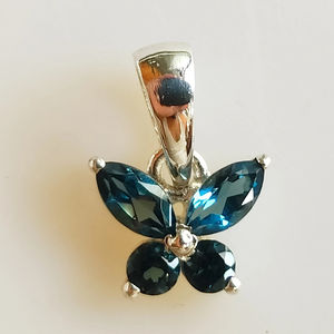 Luxury Christian Butterfly Shaped Blue Topaz <b>Crystal</b> Sterling Silver Necklace Women Elegant Simple <b>Pendant</b> Chain Korean Fashion - Product Image 2