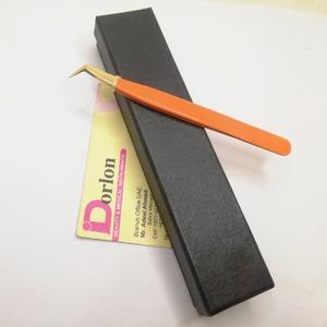 Pinzas profesionales para pestañas, acero inoxidable, recubiertas de Color con puntas chapadas en oro, pinzas para extensión de pestañas injertadas con polvo de diamante - Product Image 5