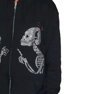 Top Trending Custom Made <b>Black</b> Men <b>Zipper</b> <b>Hoodies</b> With Rhinestones Design On Front Men Rhinestones <b>Hoodies</b> For Sale - Product Image 5