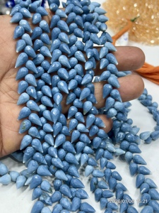 โอปอลสีน้ำเงินเข้มธรรมชาติ AAA ทรงหยดน้ำเจียระไนแบบบริโอเล็ต ร้อยเป็นสายยาว 8 นิ้ว ขนาดประมาณ 6x9 มม. - Product Image 4