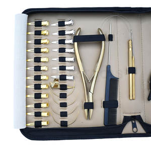 Kit d'outils d'installation et de retrait d'extensions de cheveux en or de luxe, ensemble de coiffure professionnel complet - Product Image 1