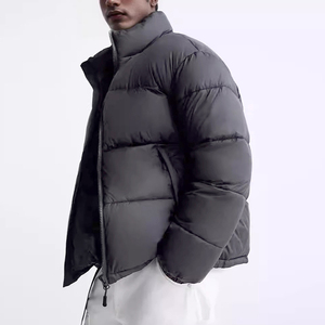 Veste matelassée surdimensionnée pour homme de haute qualité, couleur unie, col montant, veste matelassée épaisse et chaude, doudoune pour homme - Product Image 3