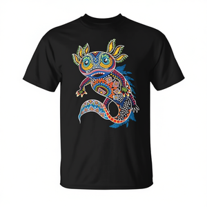 T-shirt mexicain Axolotl, design artistique coloré, unisexe, col rond, manches courtes, impression numérique, promotionnel - Product Image 2