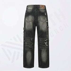 <b>Women's</b> Water Washed Customized Color Mid Waist Baggy Pants American Casual Denim <b>Jeans</b> Wide Leg Washed Trousers Streetwear - Product Image 2