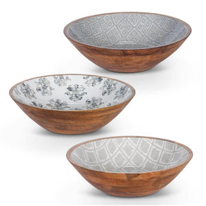 Vaisselle émaillée moderne écologique Serveur à salade en bois de manguier fait à la main Bol de service élégant pour les fêtes et les plats élégants - Product Image 1