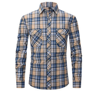 Camisa de manga larga a cuadros de franela de algodón para hombre Top DE TRABAJO DE PUNTO transpirable para uso informal - Product Image 6
