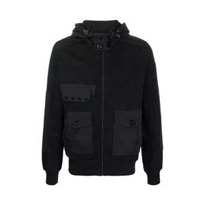 Personalizado de algodón de los hombres con capucha Zip-Up Bomber Chaquetas Stand Collar a prueba de viento Reversible Invierno Moda Pecho Cargo Bolsillo - Product Image 6