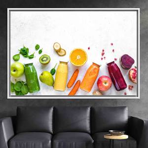 Art aux couleurs vives de fruits et légumes : décoration murale sur toile imprimée, toile encadrée blanche - Product Image 1