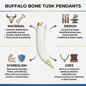 Handmade Natural Buffalo Bone Tusk Pendants Octagon Shape Gold Plated Brass Cap <b>Boho</b> Jewelry Charms DIY <b>Necklace</b> Making Conifer - Product Image 2