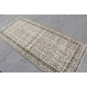 Turkish 3.3x7.4 ft Rug, Vintage Area Rug, <b>Brown</b> Plants & trees Rug - Product Image 4