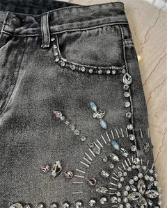 Manufacturer Custom <b>Men's</b> Double Knee Acid Wash Denim Jeans <b>Shorts</b> Casual <b>Vintage</b> Regular Streetwear Straight 100% Cotton Solid - Product Image 4